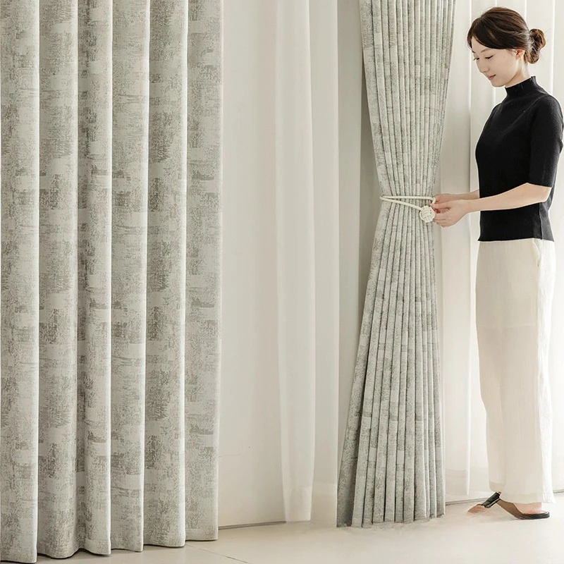 

French American Jacquard Luxury Luxury Curtains for Living Room Bedroom Dining Thicken Blackout Custom Size Window White Tulle