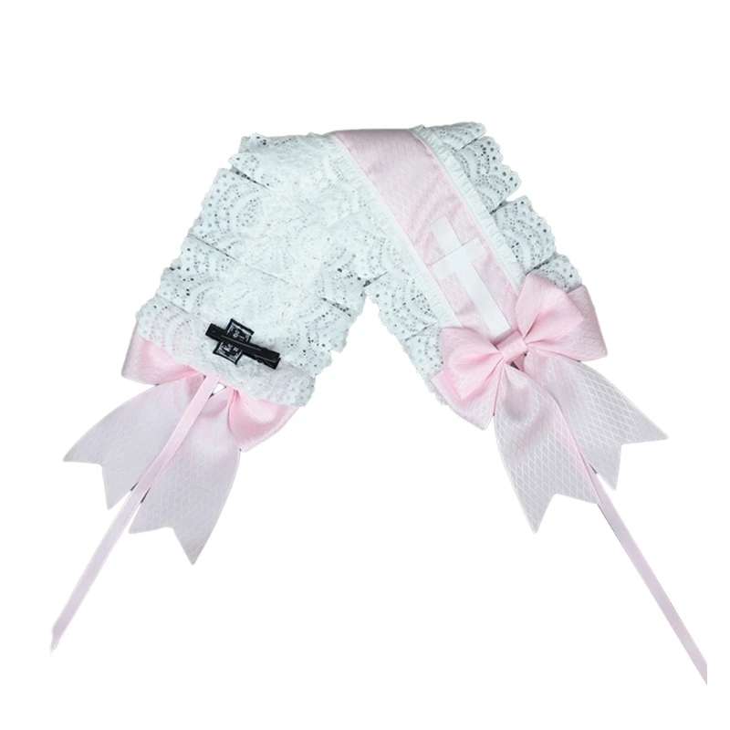 

French Hairclips Long Ribbon Ruffled Lace Bow Headwear Party Photo Props