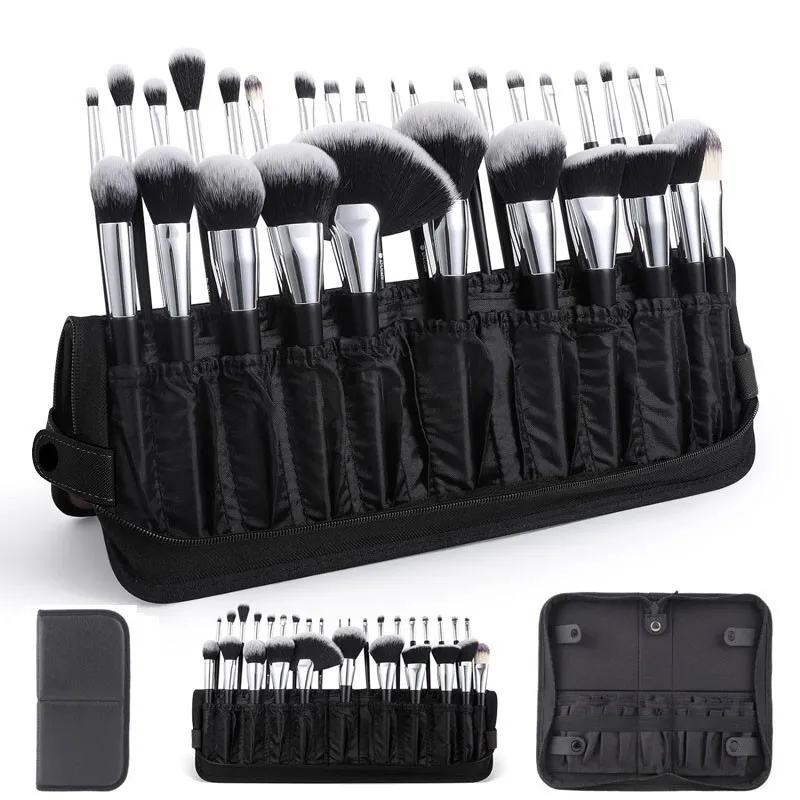 15/23 ثقوب فرشاة للمكياج حقيبة التخزين المحمولة سعة كبيرة للطي القلم قلم الحواجب المنظم العرض العمودي أكياس التجميل