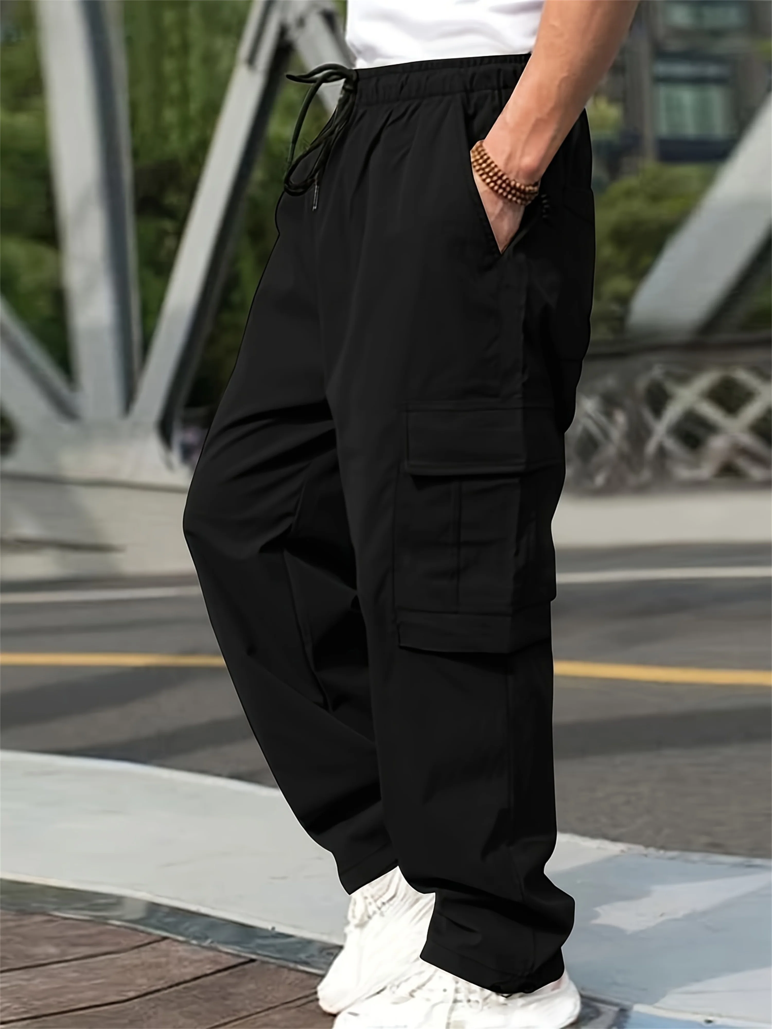 Men's multi pocket work pants outdoor sports military uniform pants pure cotton casual loose straight leg men's long pants