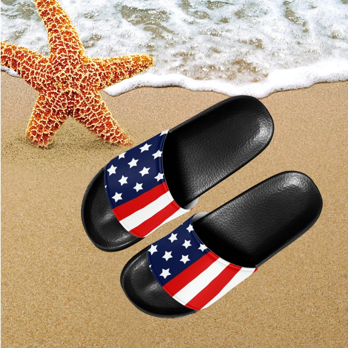 BELIDOME Luxury Designer American Flag Pattern Sandals Fashion Home Adult Comfortable Anti-Slip Slippers Cool Beach Slides Gift