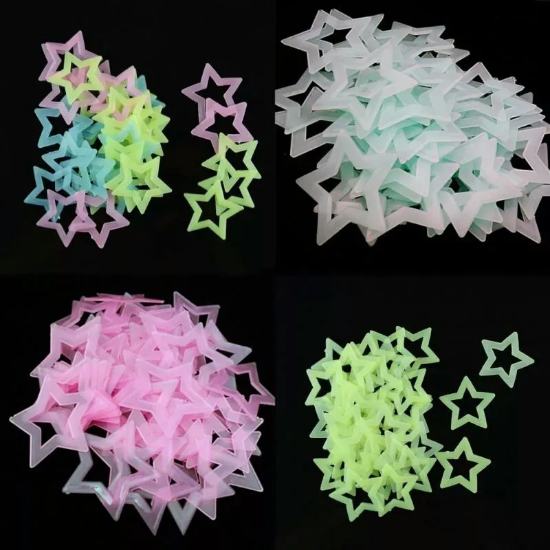 Wall Stickers 3D Hollow Star Energy Storage Fluorescent Glow In The dark Luminous On Wall Stickers For Kids Room living Room Decal
