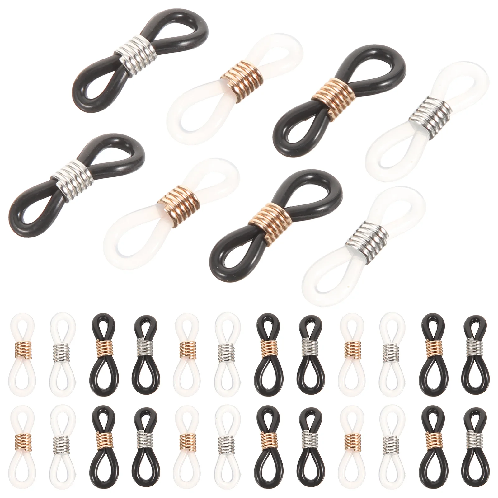 

100pcs Rubber Adjustable Eyeglasses Chain Ends Eyeglasses Strap Holder Spectacle Chain Loops for Eyeglass Chain