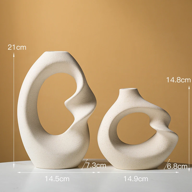 CAPIRON Ceramic Matte Vase Set of 2 for Pampas Grass Dried Flower Modern Nordic Accessories Home Decoration Tabletop Interior 6