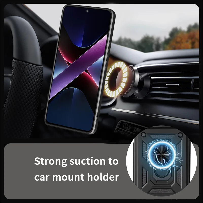Slide Lens Protect Armor Phone Case with Ring Magnetic Stand Holder and s