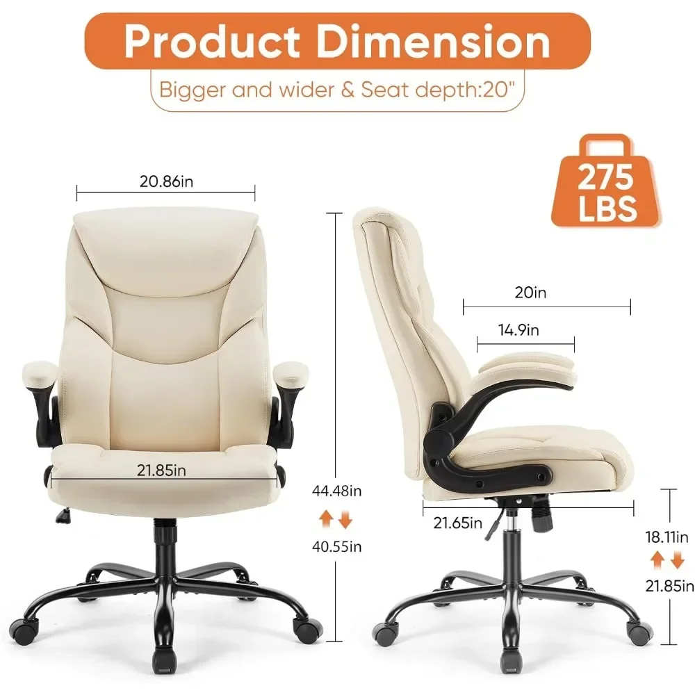 Computer Gaming Chair, Ergonomic Office Chair High Back Heavy Duty Task Desk Chair with Flip-up Arms, PU Leather 4