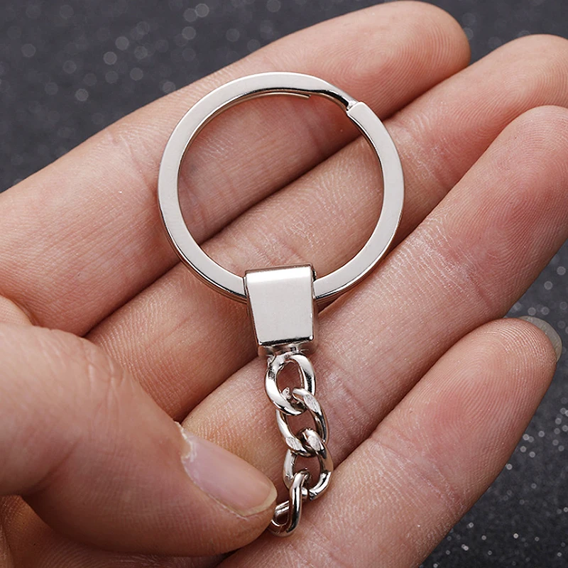 50pc Manufacturers supply high quality 2.0x30mm flat ring alloy head +3 grinding chain metal key ring diy keychain accessories