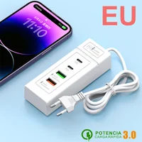 Multi Ports USB C Charger Power Strip PD Type C Fast Charging Wall Charger Socket Quick Charge 3.0 EU/US/UK Plug Power Adapter 5
