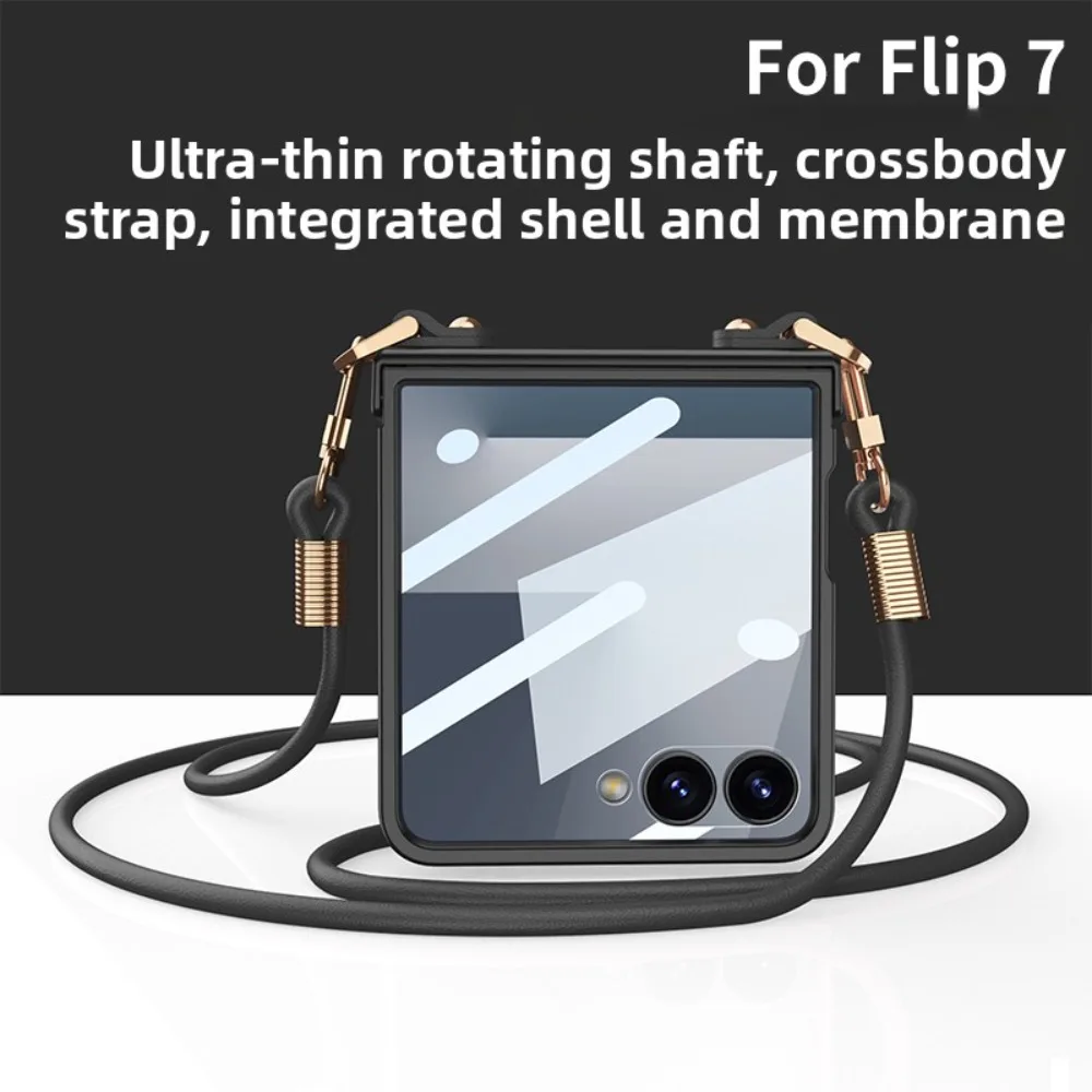 Crossbody Lanyard Strap Phone Case with Built-in Screen Protector - Sturdy Hard Shell Cover