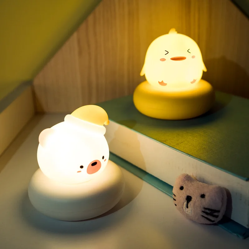 Cute Pet Shaped Night Light For Bedroom, Baby Feeding, Children With Clap  Control, Usb Rechargeable Led Cartoon Emotion Lamp (1pc)