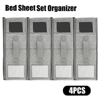 4Pcs Sheet Storage Box Organizer Foldable Window Label Blanket Bed Sheet Organizer Box Wardrobe Bed Clothes Storage Organizer 1
