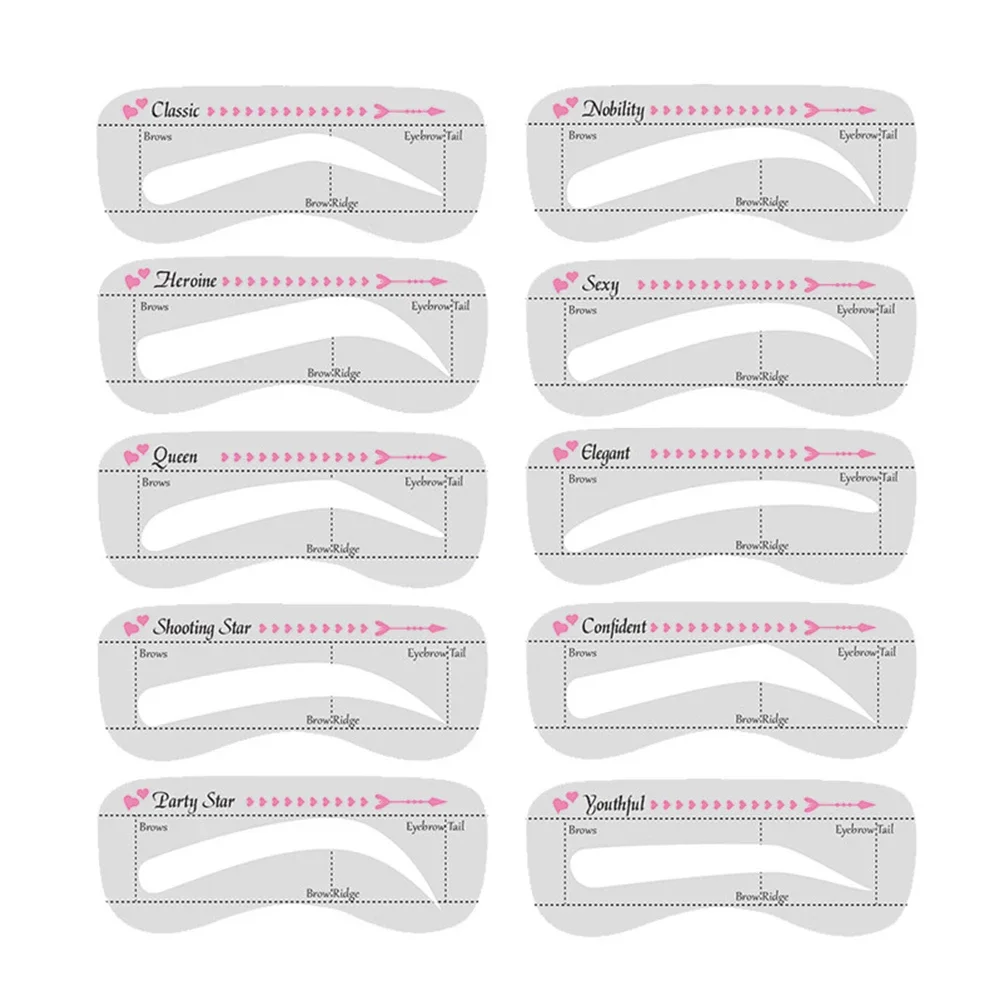 Makeup Tools Eyebrow Stencil Tool 10Pcs Reusable Eyebrow Stencil Set Drawing Guide Styling Shaping Template Card