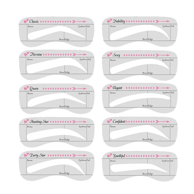 pochoir sourcil réutilisables, ensemble de 10 pièces, Guide de dessin pour les yeux