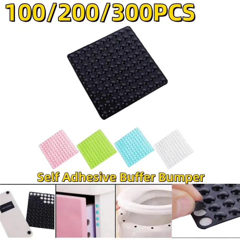 200/300pcs Strong Self-Adhesive Door Stopper Rubber Damper Buffer Cabinet Bumpers Furniture Dots Cushion Protective Pads Tiny Bu
