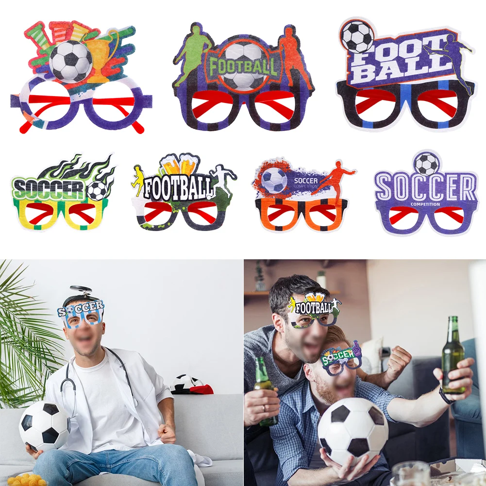 

1pc Football Sporting Theme Paper Glasses Soccer Fan Photo Props Cheer Decorative Glasses Happy Kids Birthday Party Decor