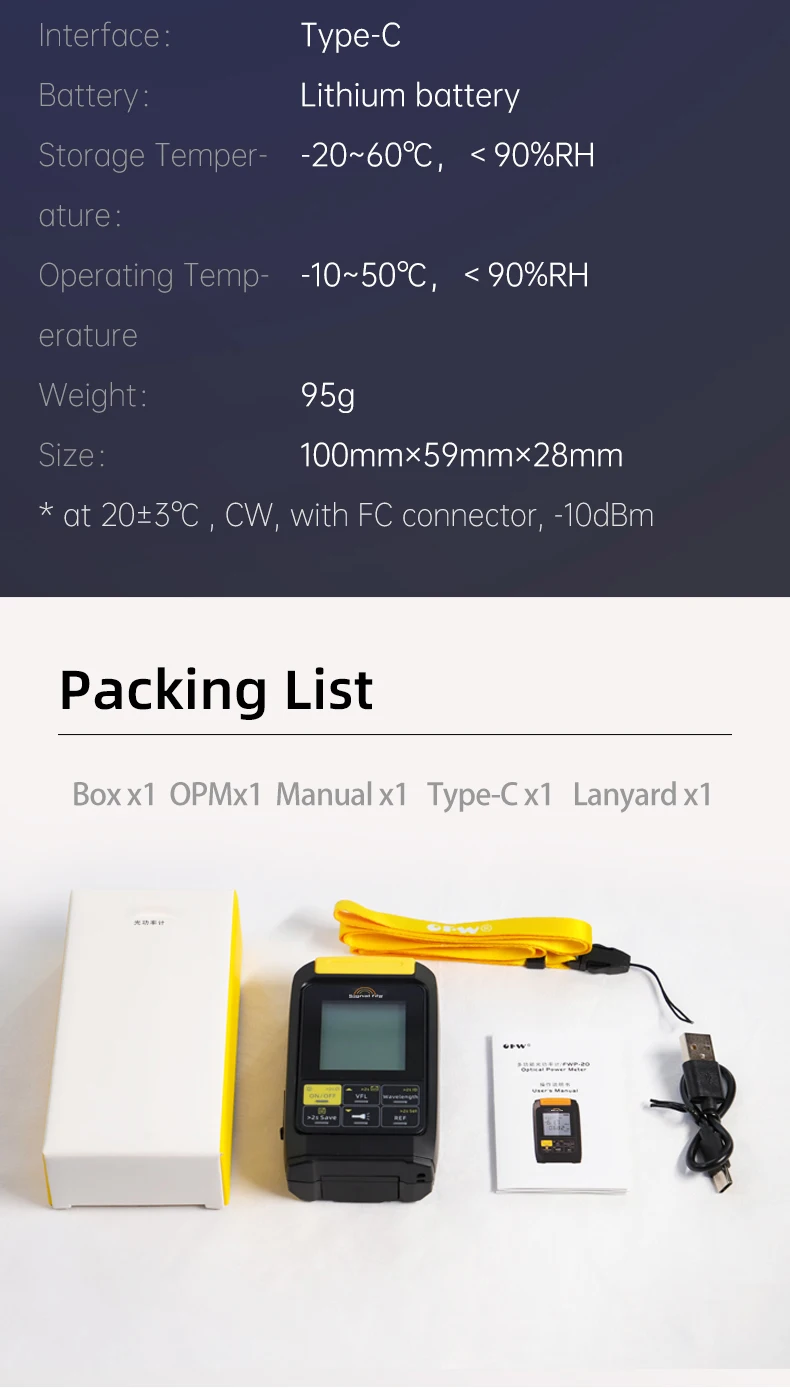 ZS-20C-V20 Optical Power Meter Visual Fault Locator Fiber Optic Ftth Tool Kit
