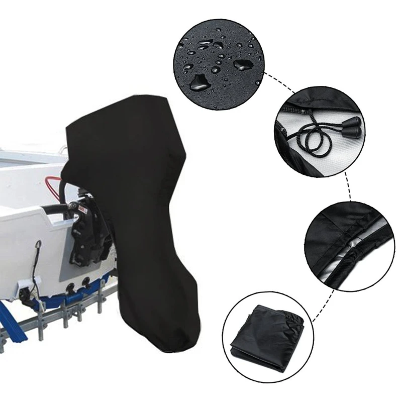블랙 풀 아웃보드 엔진 보트 커버, 30-60Hp 모터 방수, 600D