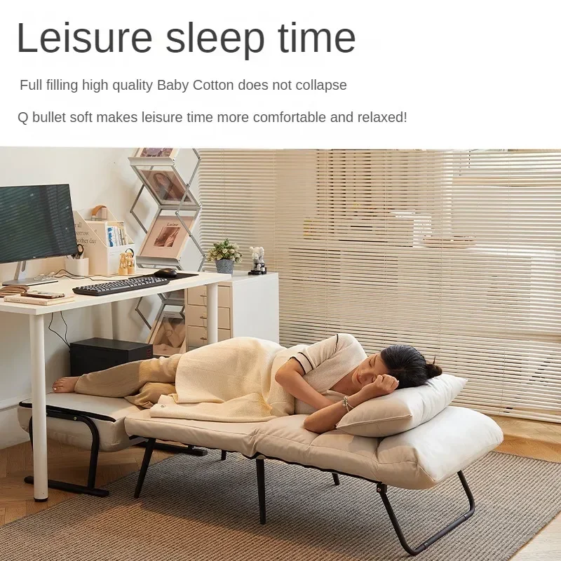 Folding Lounge Chair ,Single Bed for Lunch Break and Nap,Dual Purpose Leisure Chair, Balcony Reclining Sofa Chair, Backrest Sofa