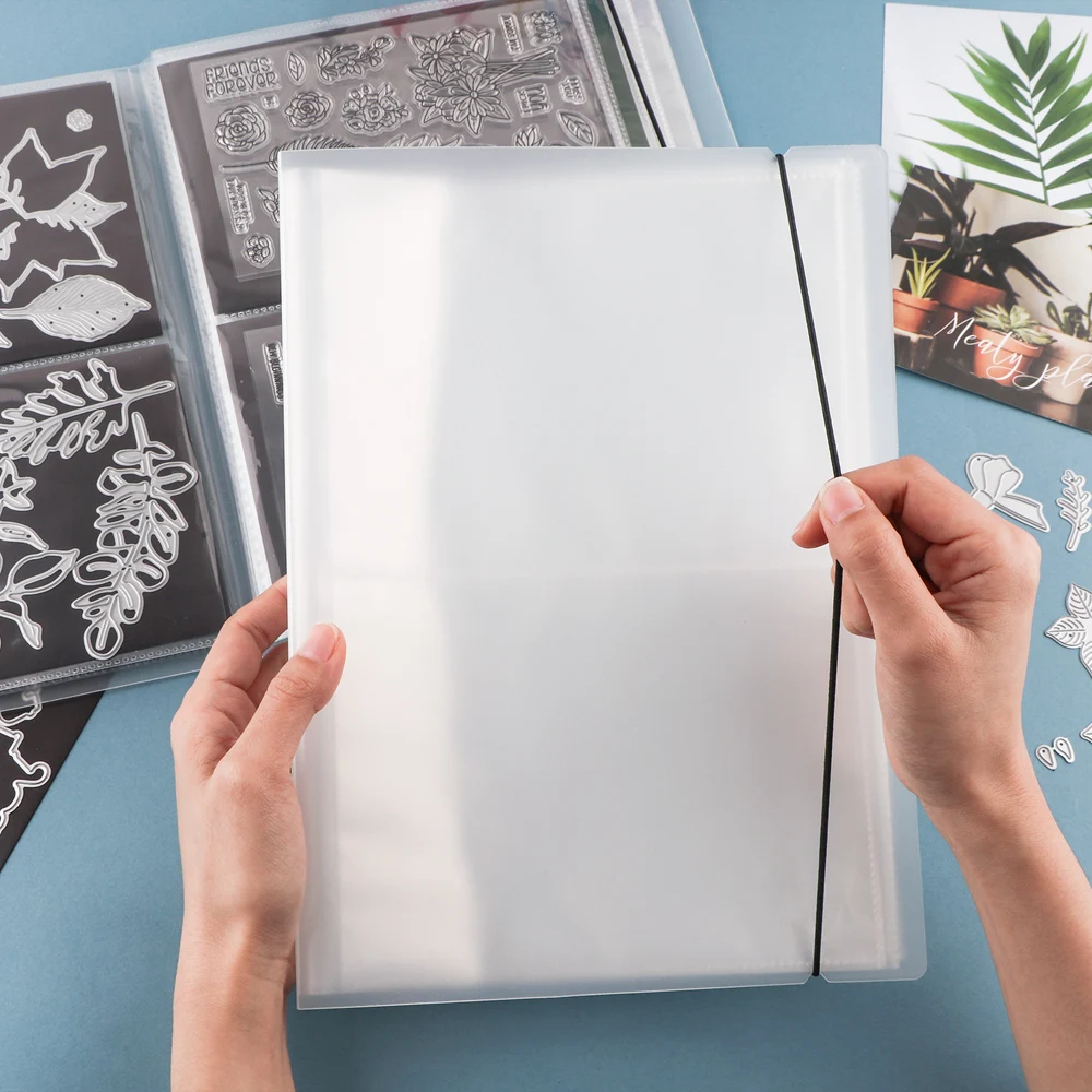 Large Clear Stamp & Cutting Dies Storage Book Organizer Folder 8.1x11inch Sticker Storage Album Magnetic Sheets for DIY Crafts