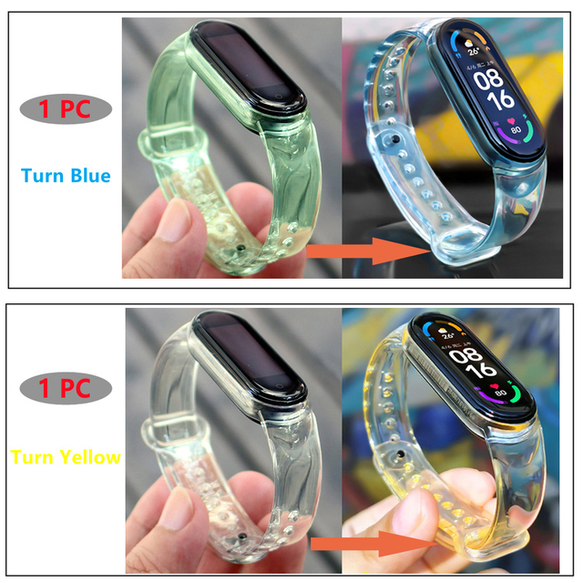 Color Change Strap For Xiaomi Mi band 5 6 Replacement Smart watchband Bracelet for Mi band 6 5 Strap Wristbands Pulseira