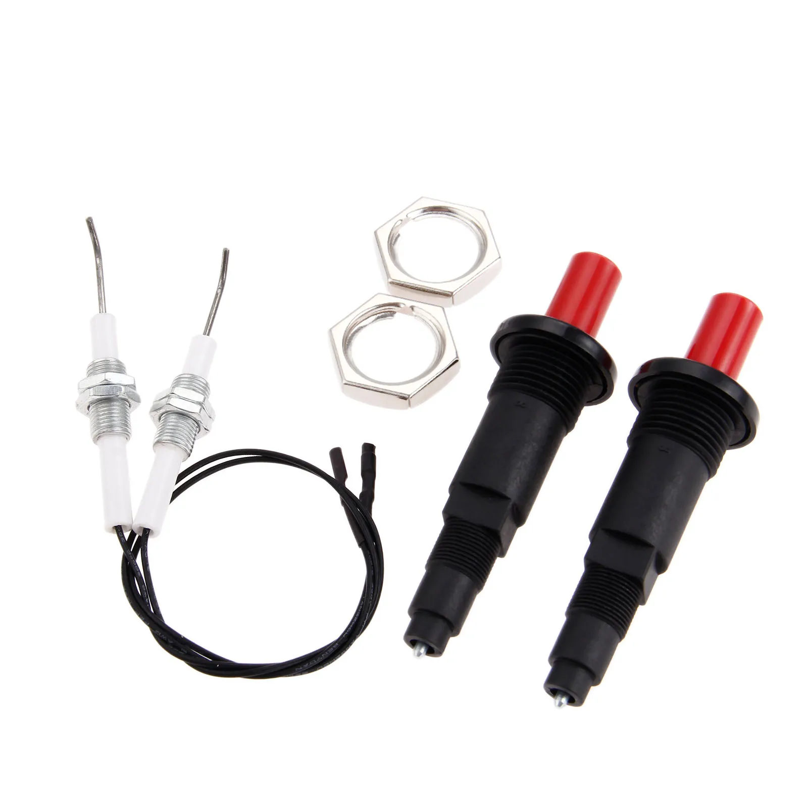 Grill Ignition System 2 Set Propane Push Button Piezo Igniter w/Threaded Ceramic Electrode Ignition Plug for Gas Fireplace/Oven/Heater/Kitchen lgniter