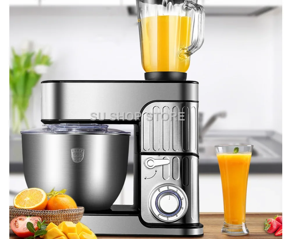 7L Stainless Steel Electric Food Stand Mixer 6-Speed Kitchen Chef Egg Whisk Dough Cream Blender Juicer Meat Grinder Mincer