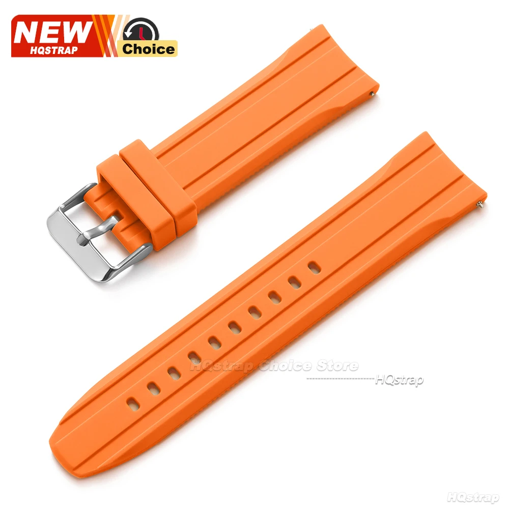 Curved End Waterproof Silicone Watch Strap Belt - Universal Wristband