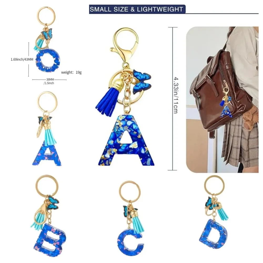 Initial Keychain For Girls Alphabet Letter Keychains With Butterfly & Tassel - Initial Charm For Backpacks, Purses & Keys Initial Letter Charms