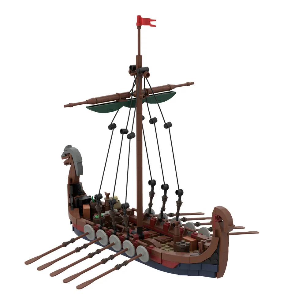 MOC-Dragon-Ship-Viking-Longship-Dragon-Boat-Bricks-Vikings-Ship-Sailing