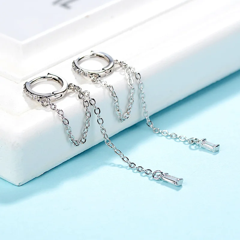 Neue 925er Sterlingsilber-Ohrringe mit langem Zirkon, personalisierte Damen-Ohrringe, Geburtstagsgeschenk für Freunde, exquisiter Schmuck – Detail 1