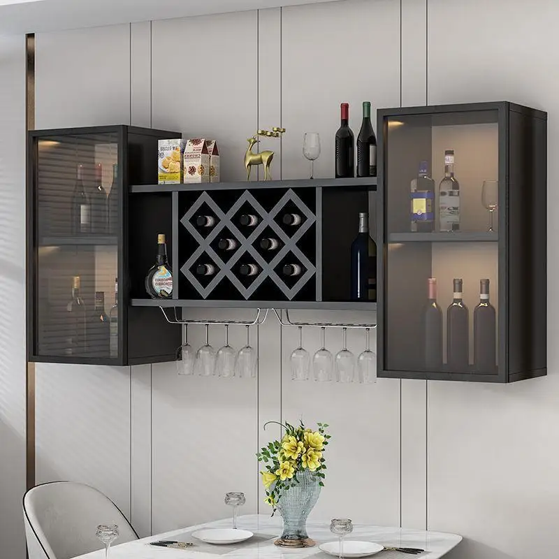 Liquore Glass Bar Cabinet Bottle Modern Holder Wine Floating Display Bar Cabinet Vetrina Porta Bottiglie Vino Bar Furniture