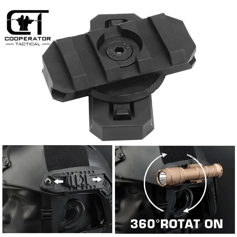 

Helmet Side Rail 360 Degrees Adjustable Mount ARC Rotatable Guide Rail Adapter for 19mm FAST Helmet Light Tactical Airsoft
