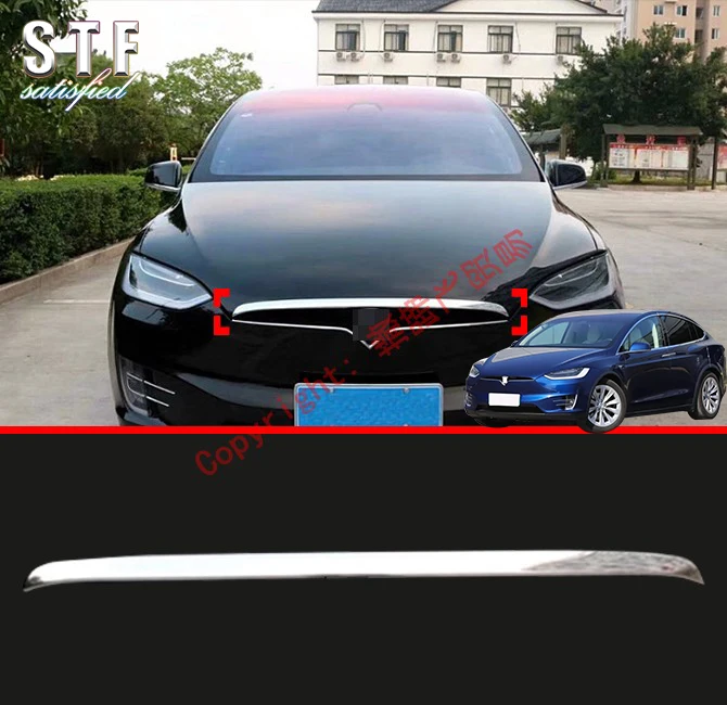 

ABS Хромированная передняя решетка радиатора вокруг капота, отделка для Tesla Model X 2018 2019, автомобильные аксессуары, наклейки