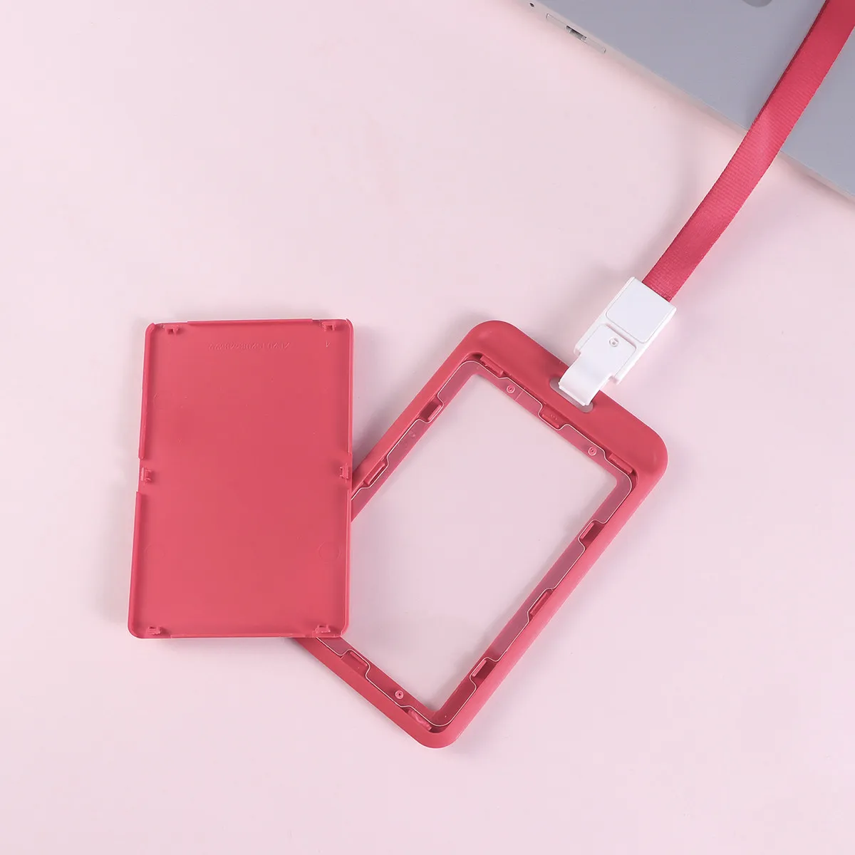 빨간색 배지 홀더 랜야드, ID 명함용, 투명 전면창, 손쉬운 삽입 및 제거, 랜야드 배지 홀더 케이스