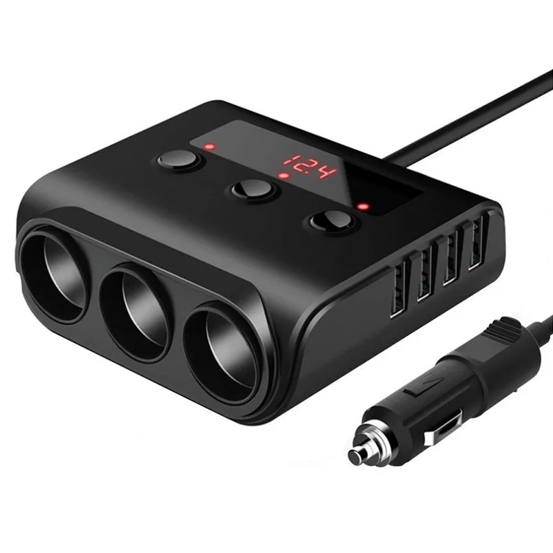 

3 Way 12V 24V Multi Car Charger USB Cigarette Lighter Charge Splitter Auto Socket Mobile Phone Charging Lighter Quick Charger