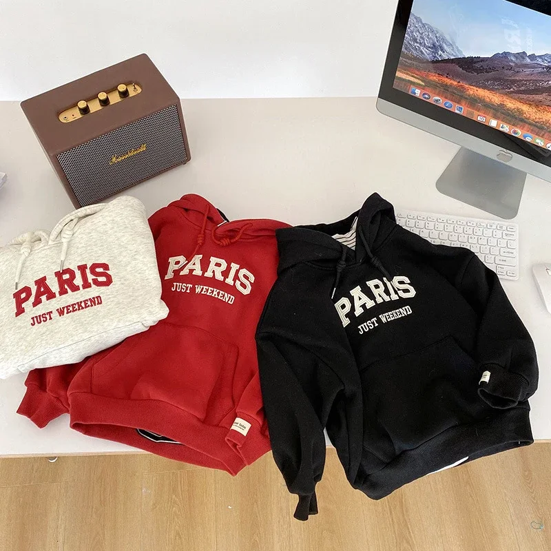 Korean Style Loose Letter Print Hooded Newborn Baby Hoodies Long Sleeve Autumn Winter Infant Sweatshirt for Boys Girls girl sweatshirt,kids sweatshirt