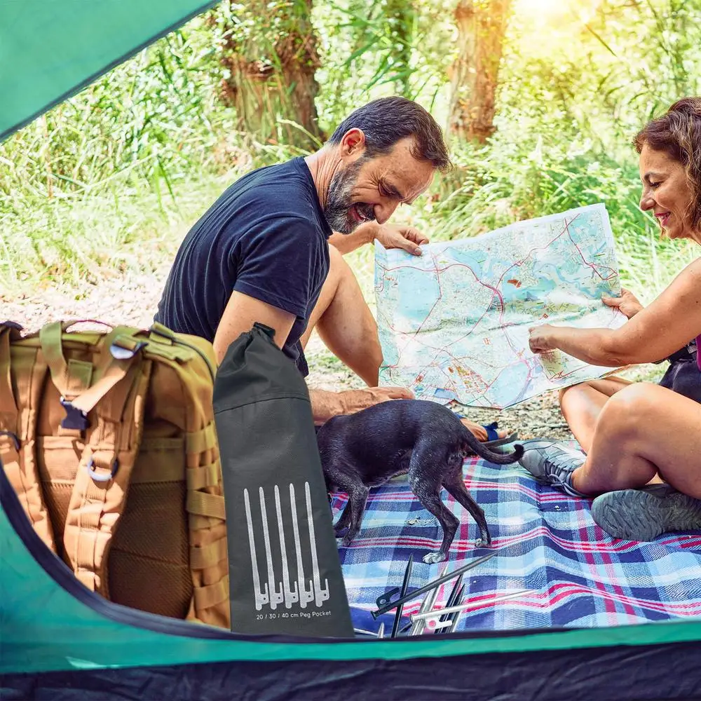 Description Picture 6 of item20/30/40CM Tent Nail Bag Portable Outdoor Camping Tent Pegs Nail Stakes Storage Drawstring Bag Case Pouch For Picnic Floor Nail