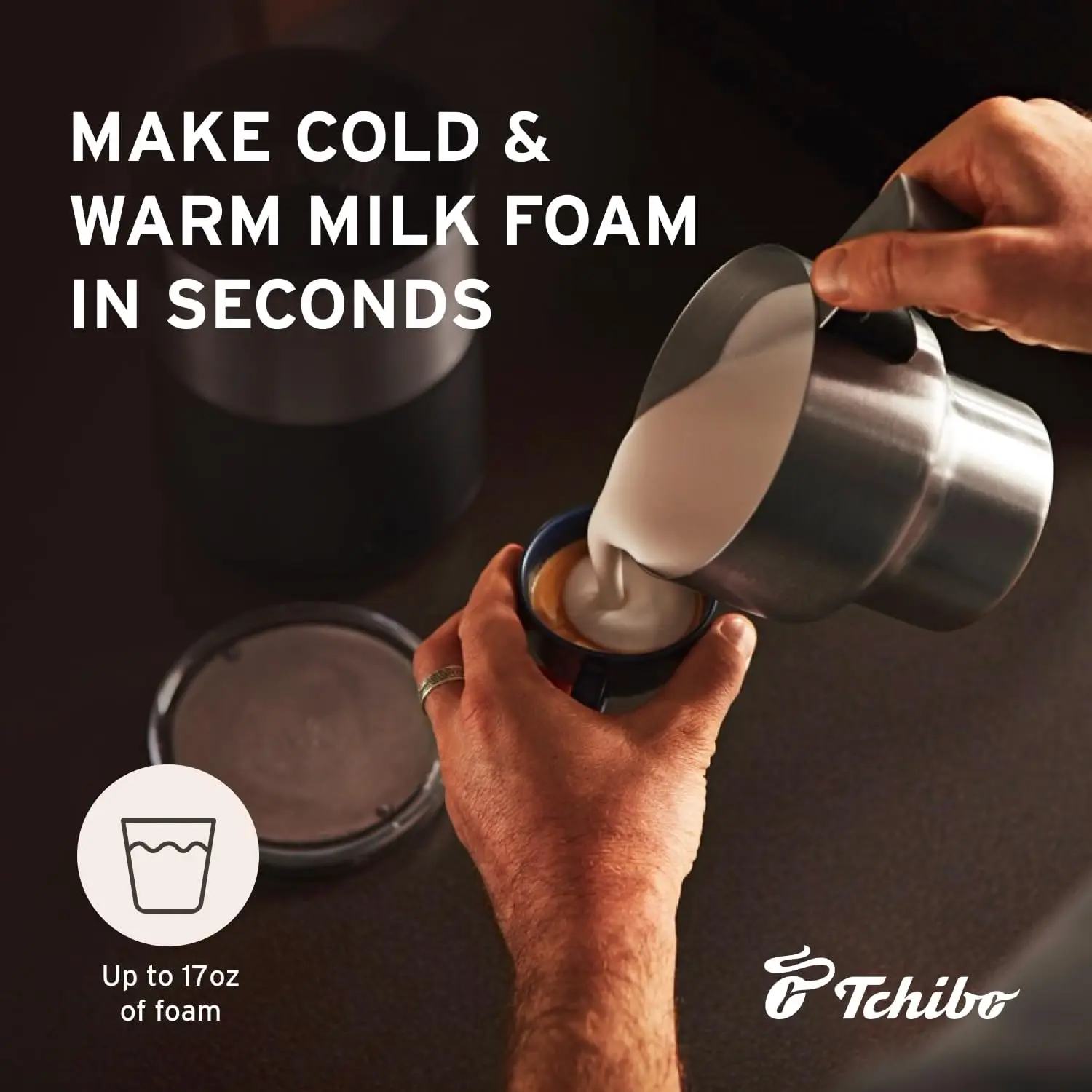 Induction Milk Frother, 16.9 oz Capacity - Electric Coffee Frother for Hot and Cold Milk Froth - with Touch Button and Au 3