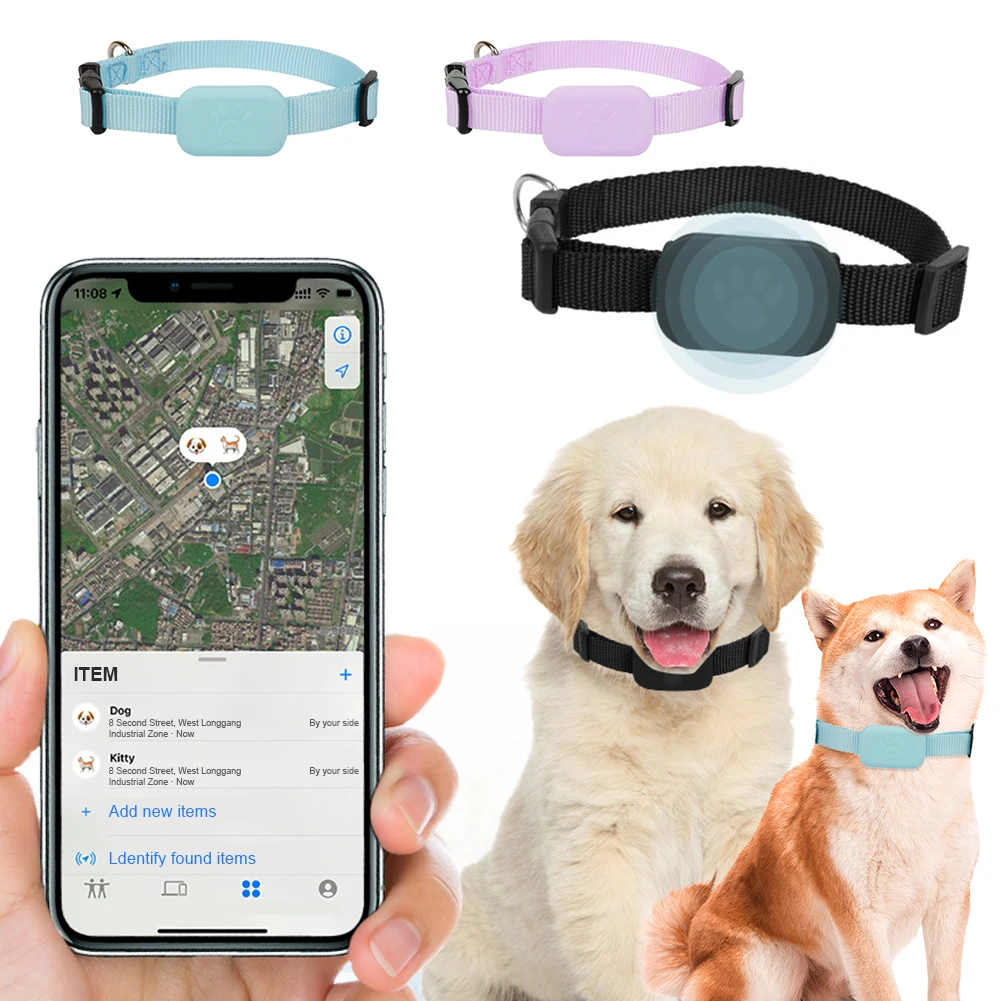 for iOS Dog Collar Mini GPS Tracker Adjustable Animal Tracking Movement Alert Collar Smart Bluetooth GPS Locator for Pet Cats