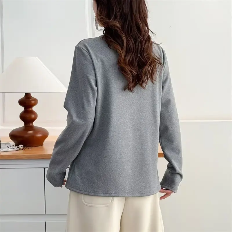 XXXXL Fashion Plus Size Women's T-Shirt New Autumn And Winter Style Double Sided DE Velvet Warm Base Inner Tops 777