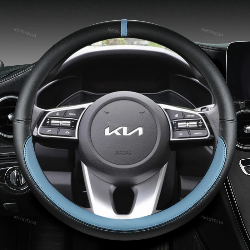 Car Steering Wheel Cover 38cm 15" Leather For Kia Sportage Sid Rio 3 Soul Sportage Ceed Sorento Cerato K2 K3 K4 K5 KX3 KX5 2022 — view 5
