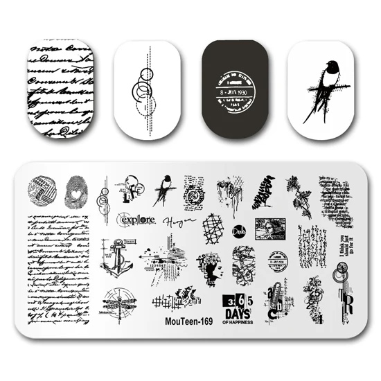 Nails Art Stamp MouTeen052 Terror Gothic Symbol Moon Nail Stamping Plates Manicure Set For Nail Art Stamper 4