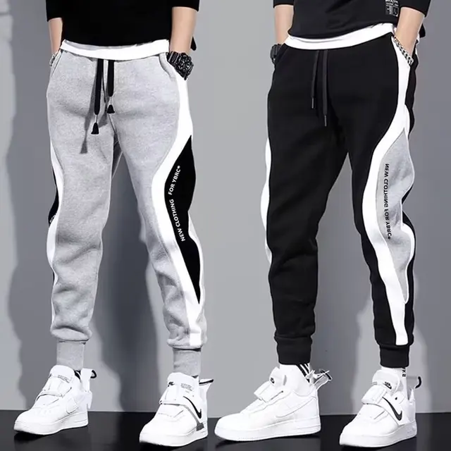 Hommes pantalons noirs Hip Hop cordon survêtement mode pantalon confortable mâle pantalon de survêtement décontracté ample taille élastique vêtements de sport 4