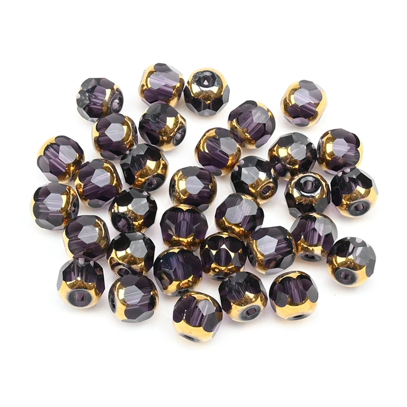 20 Stücke 8mm Goldene Farbe Runde Glasperlen Bunte Spacer Lose Perlen für Halskette Armband Diy Schmuck Machen Zubehör – Detail 5