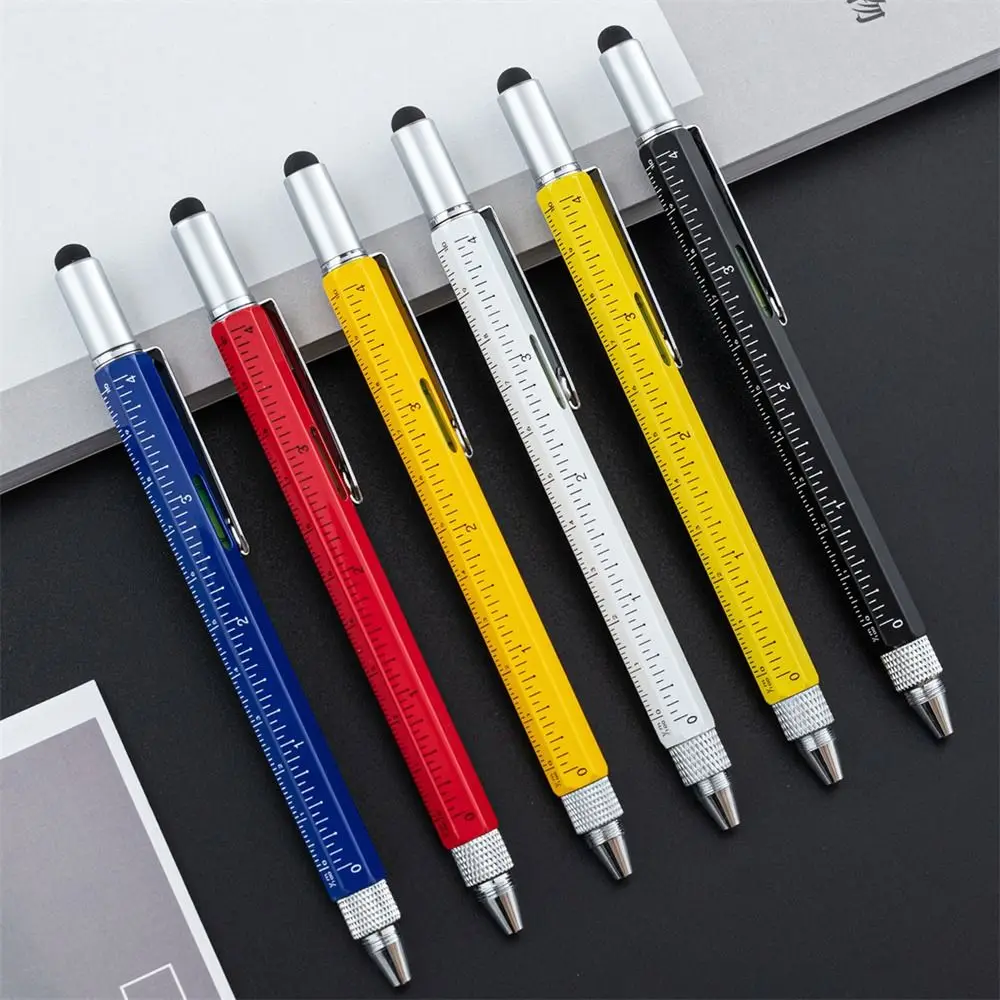 1Pcs 6-in-1 Multitool Pen with Screwdriver Screen Touch DIY Woodworking Pen With Ruler for Office Supplies Ballpoint