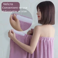 Wearable Bath Towel Coral Fleece Suspender Bath Dress Shower Cap Set Soft Quick Drying Bathrobe for Women Girls 2