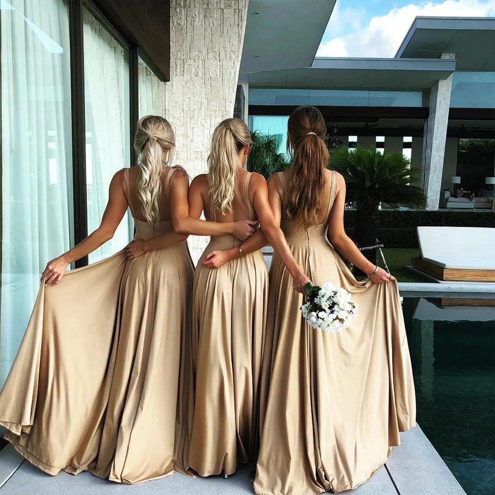 sachin and babi light blue dress Gown Style Simple Bridesmaid Dresses Satin Fabric Kai Champagne Bridesmaid  Dresses  Grace Loves Lace CA