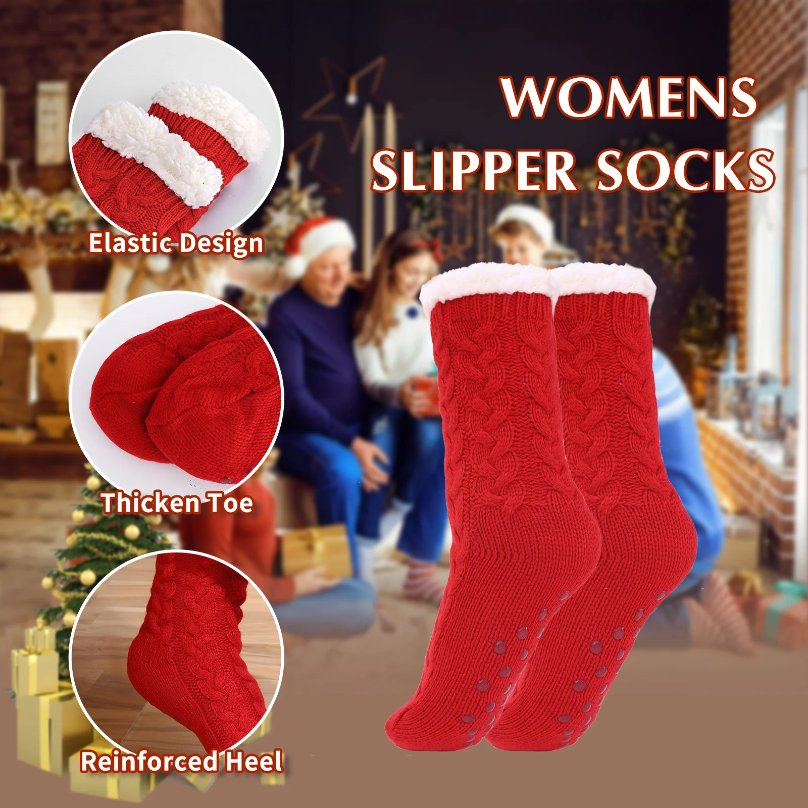Slipper Socks for Women Non Slip Floor Socks Fluffy Cozy Fleece Lined Winter  Socks Thermal Sleeping Bed Socks with Grippers