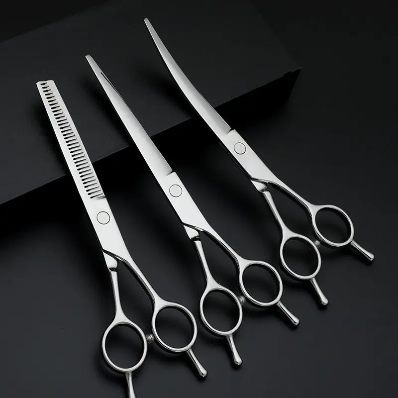 Dog Grooming Scissors Pet Grooming Scissors Dog Hair Trimming Scissors Set Teddy Haircutting Bent Pet Clippers