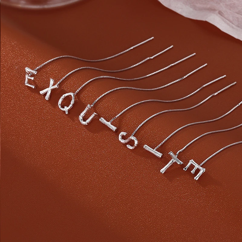 Fashion Stud Earrings English Letters for Women Temperament Light Luxury Tassel Drop and Studs Letters A-Z Simple Gifts